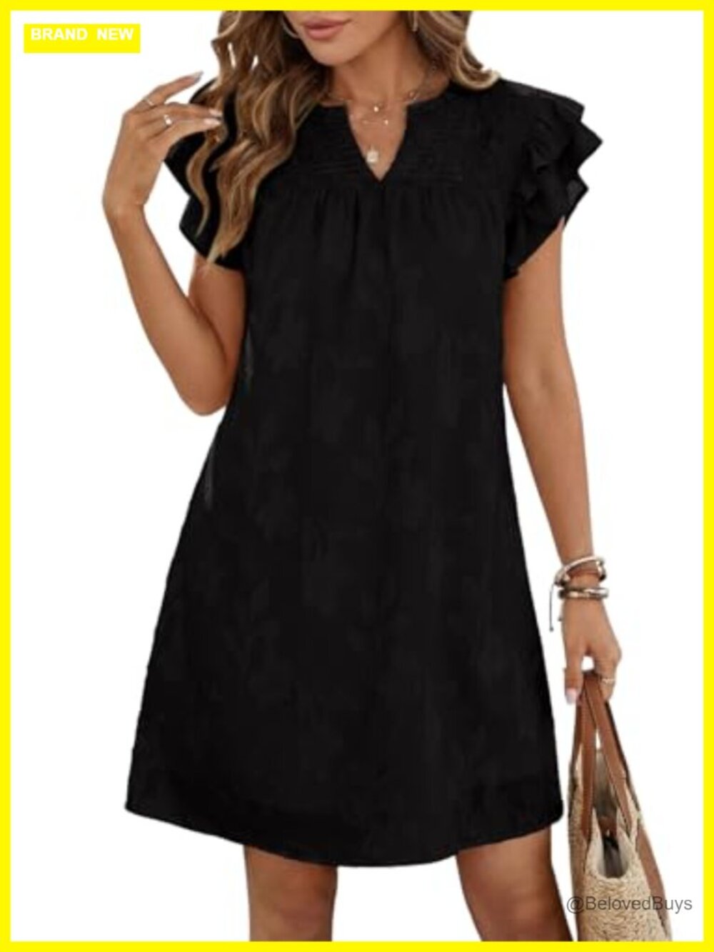 Ruffle Short Sleeve V Neck Smocked Floral Burnout A-Line Mini Sundress